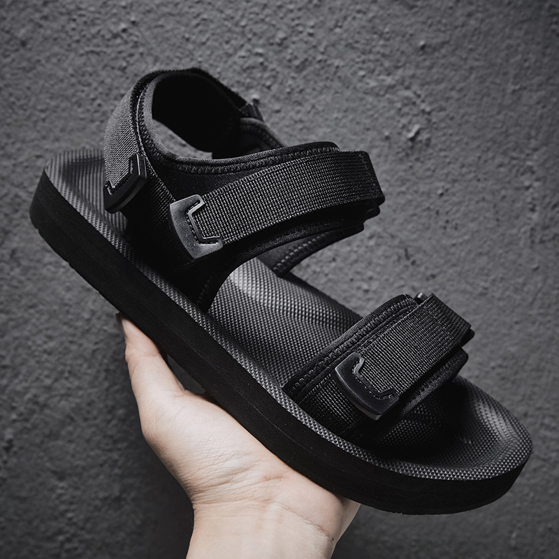 Men Shoes Velcro - Регулируемые сандалии на плоской подошве с