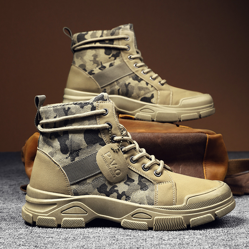 Men'S Shoes Daily Use - Мужские высокие ботинки, осенние камуфляжные повседневные