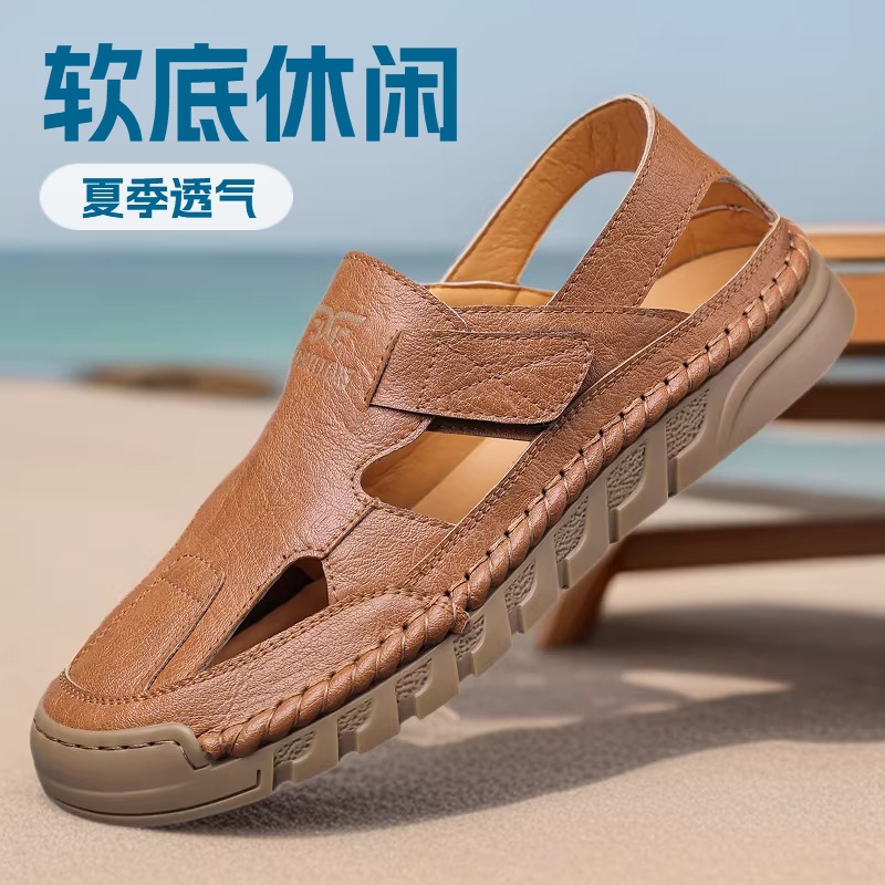 Men Shoes Velcro - Мужские летние сандалии с перфорацией, новые,