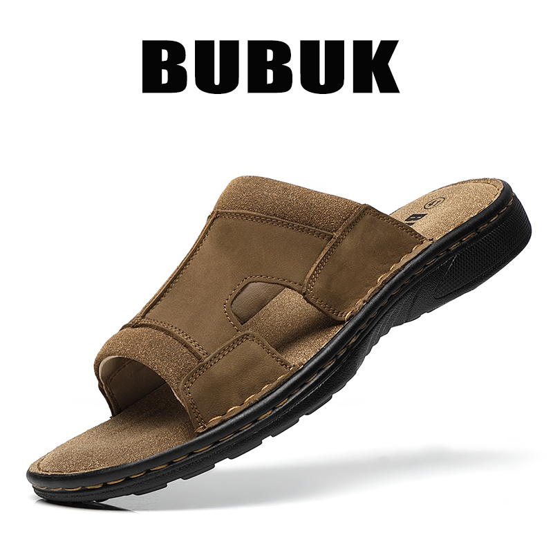 Men Shoes Velcro - Мужские кожаные тапочки Bubuk для активного