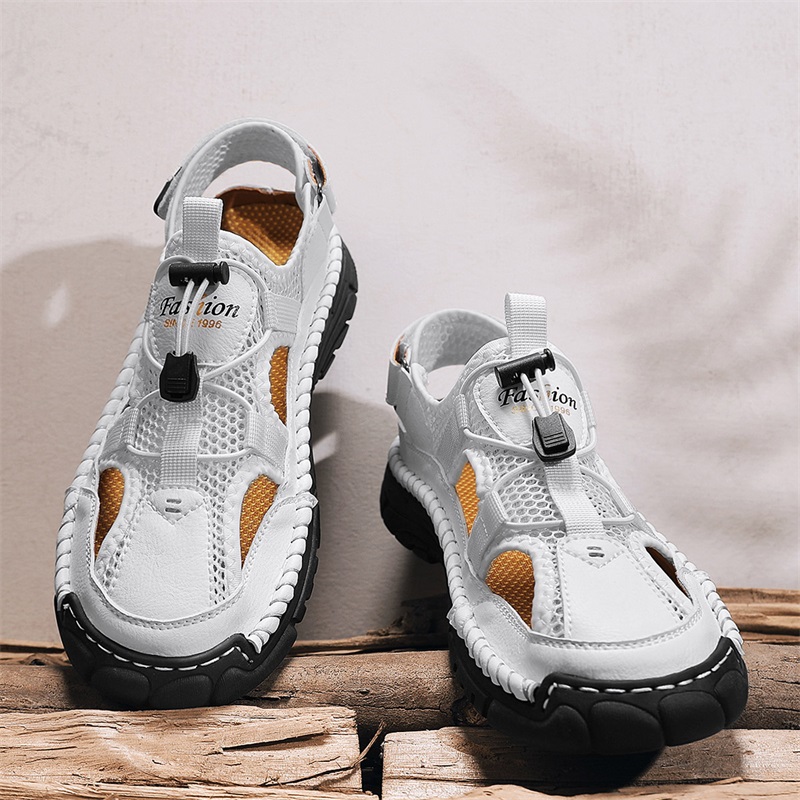 Men Shoes Velcro - Мужские простые сандалии ручной работы с