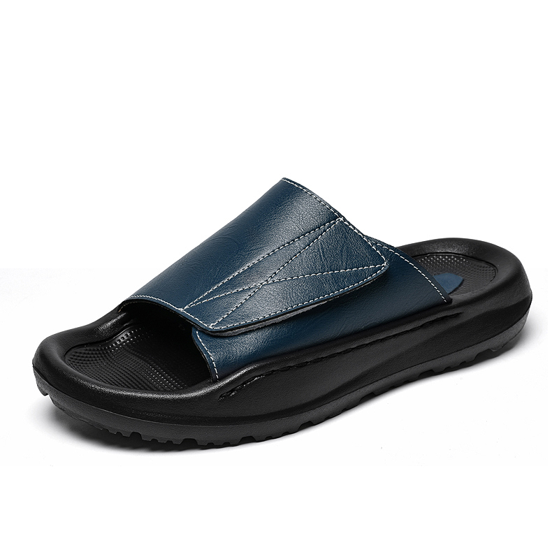 Мужские кожаные шлепанцы Easy- – обзор и цена Men Shoes Velcro