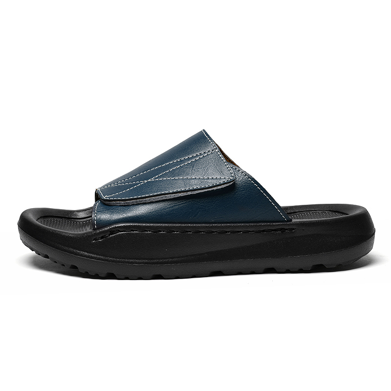Мужские кожаные шлепанцы Easy- – обзор и цена Men Shoes Velcro