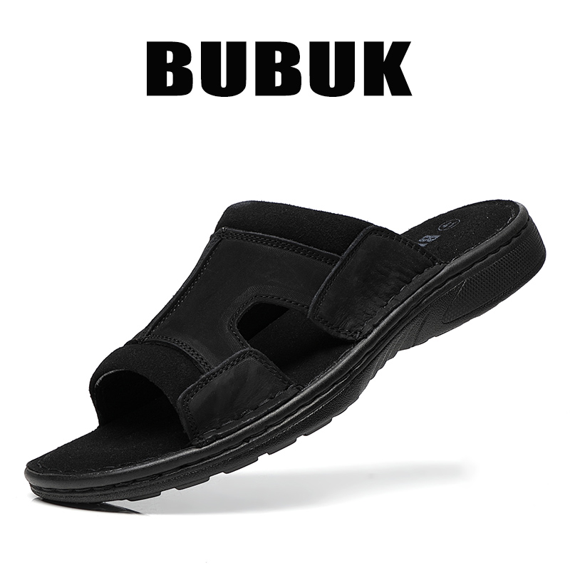 Мужские кожаные тапочки Bubuk  – обзор и цена Men Shoes Velcro