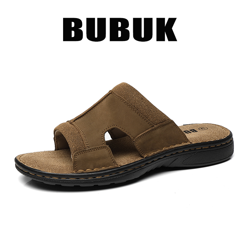 Мужские кожаные тапочки Bubuk  – обзор и цена Men Shoes Velcro