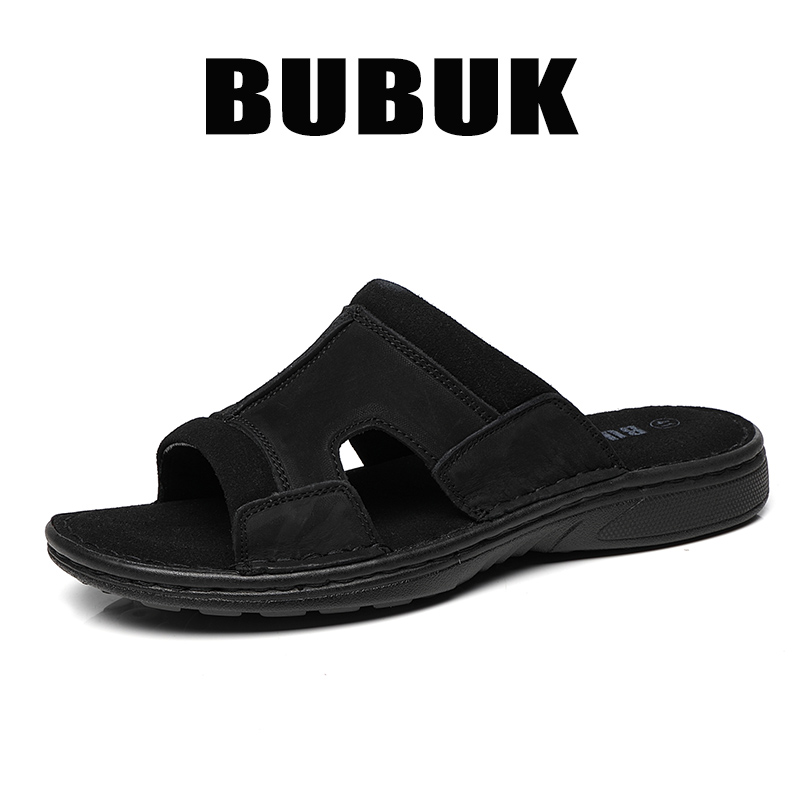 Мужские кожаные тапочки Bubuk  – обзор и цена Men Shoes Velcro