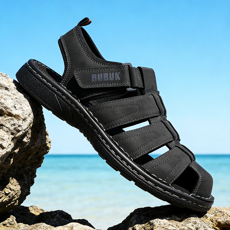 Мужские кожаные спортивные сан – обзор и цена Men Shoes Velcro